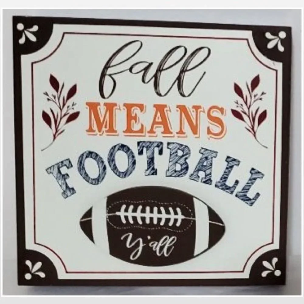 New Home Fall Football White Wood Décor